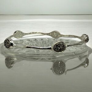 Vintage Arte d’Argento Sterling Silver Drusy Quartz Bangle Bracelet – Size 7.5”